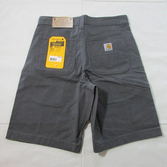 Carhartt Men's Rugged Flex Relaxed Fit Canvas Work Shorts BS2514 Gravel - Picture 2 of 5